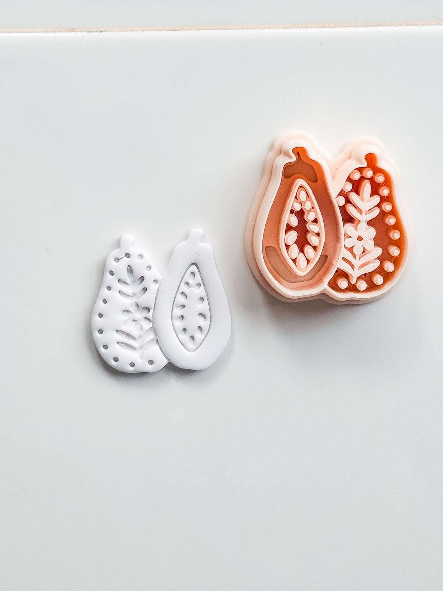 Blossom Papaya Cutter: Tropical Fruit Design for Polymer Clay