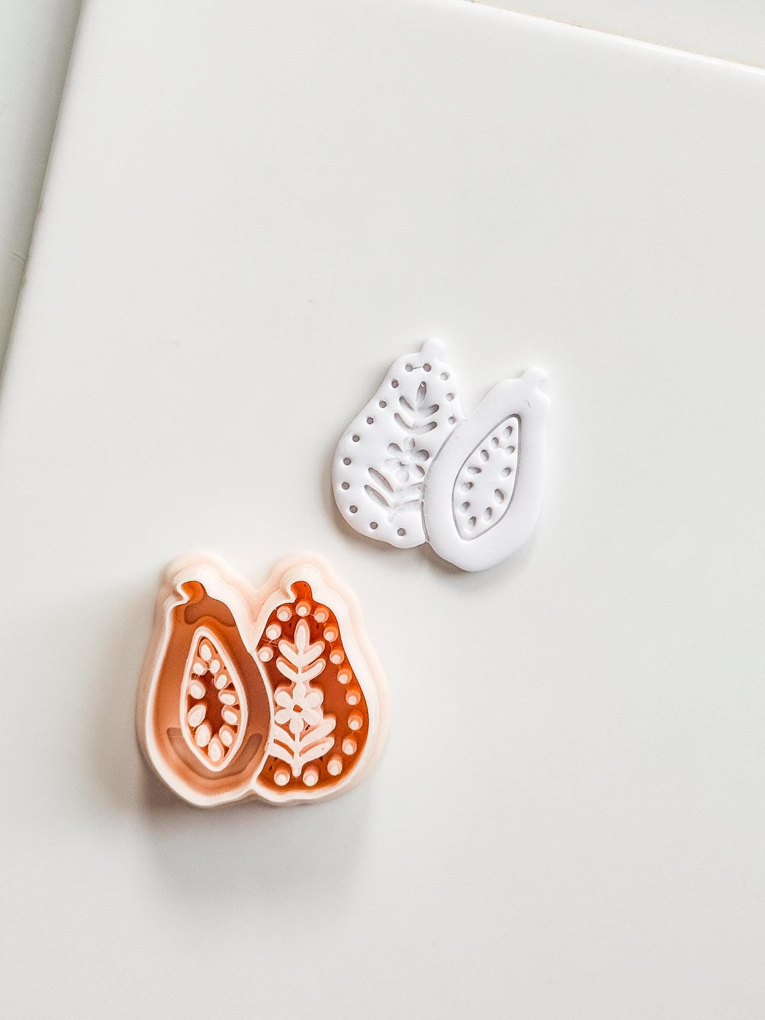Blossom Papaya Cutter: Tropical Fruit Design for Polymer Clay
