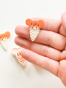 Mouse Ice Cream Cutter: Whimsical Cone with Dripping Scoop for Polymer Clay