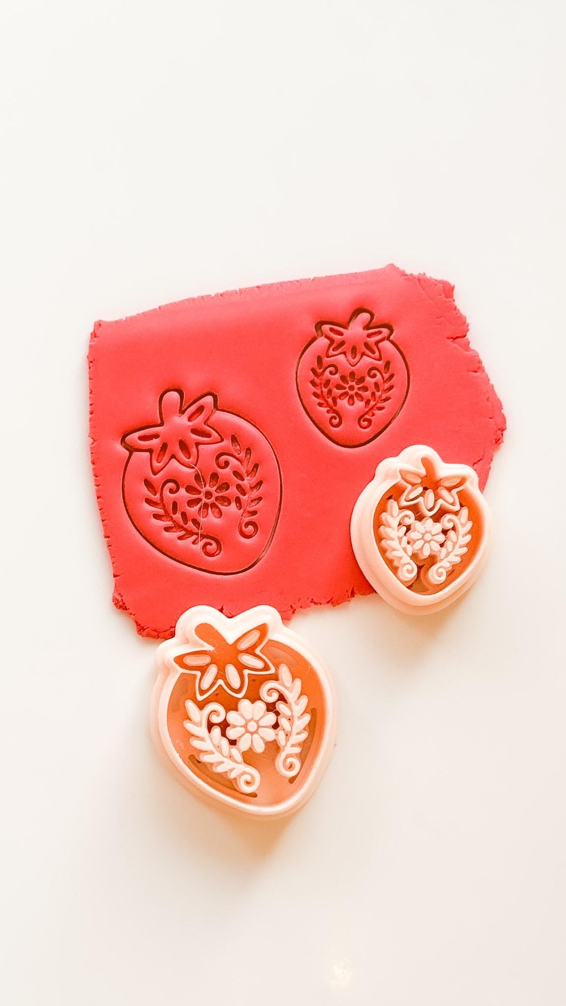 Floral Strawberry Cutter for Polymer Clay Earrings