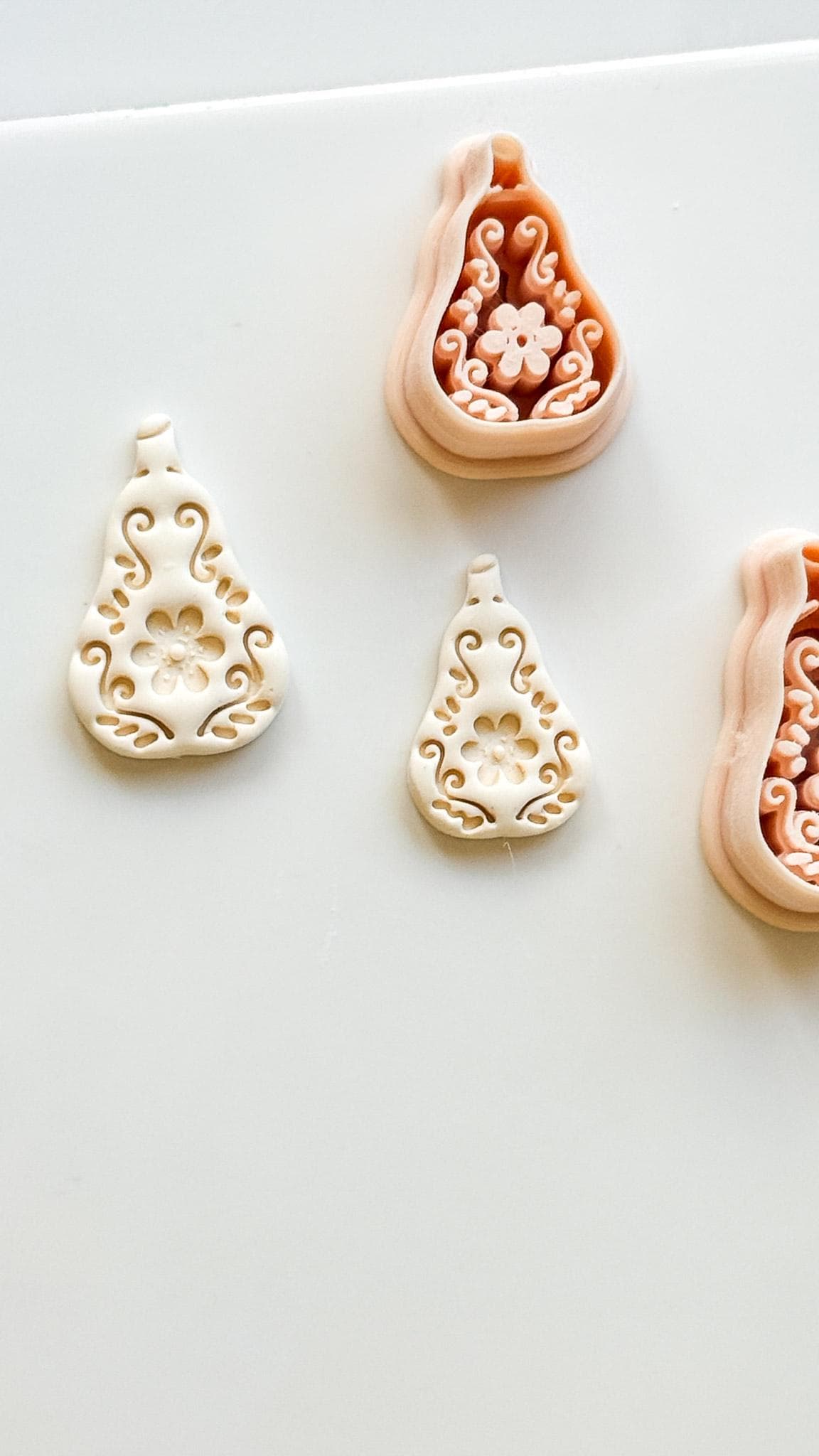 Floral Pear Cutter: Intricate Flower & Scroll Design for Polymer Clay