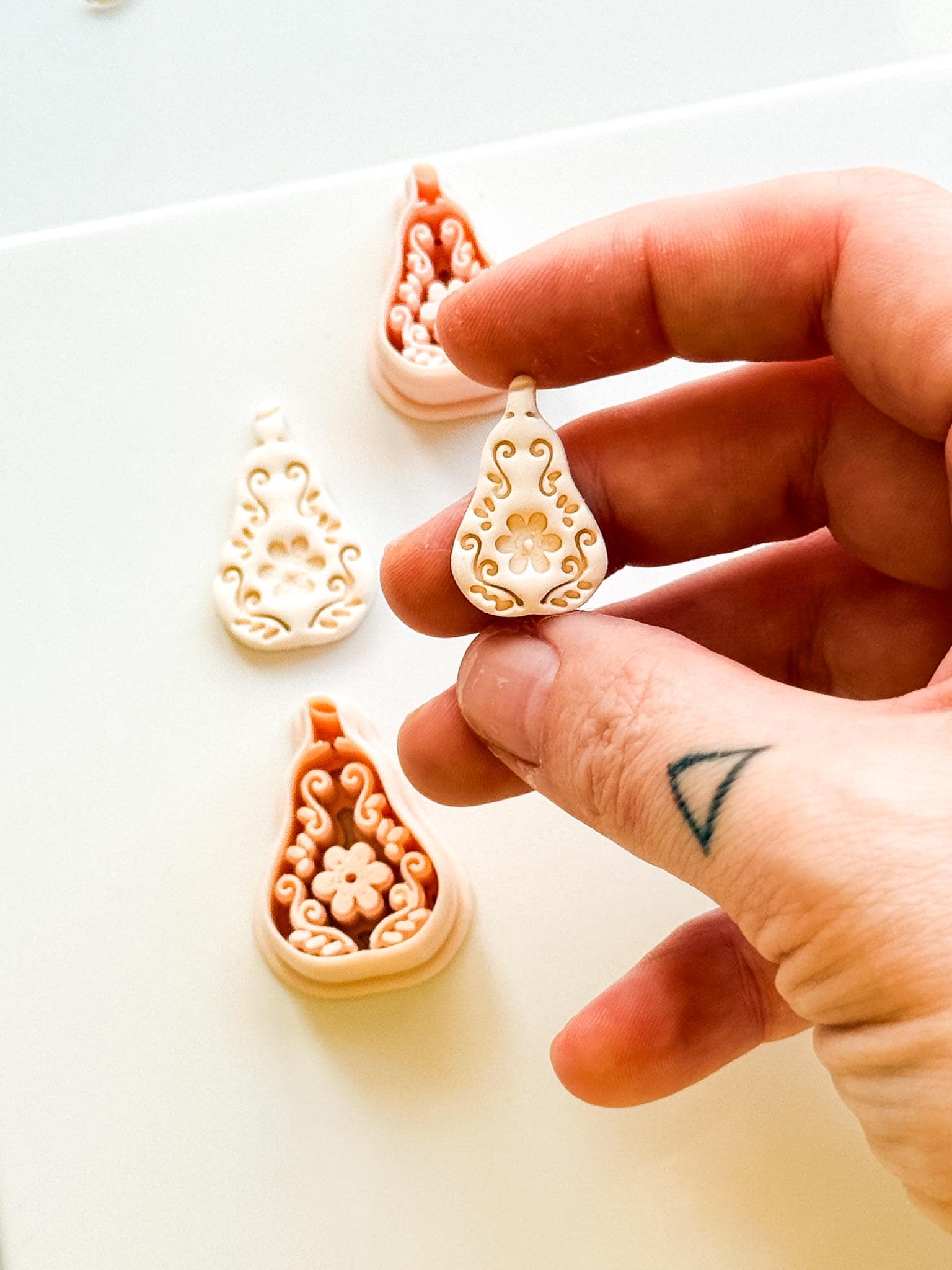 Floral Pear Cutter: Intricate Flower & Scroll Design for Polymer Clay
