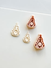 Floral Pear Cutter: Intricate Flower & Scroll Design for Polymer Clay