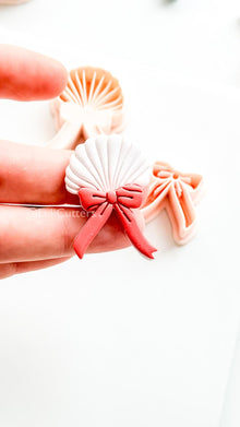 Layered Sweetheart Shell Cutter: Romantic Bow & Scallop Design for Polymer Clay