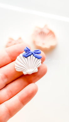 Layered Ocean Belle Cutter: Scallop Shell with Bow Design for Polymer Clay
