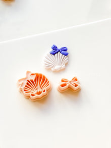 Layered Ocean Belle Cutter: Scallop Shell with Bow Design for Polymer Clay