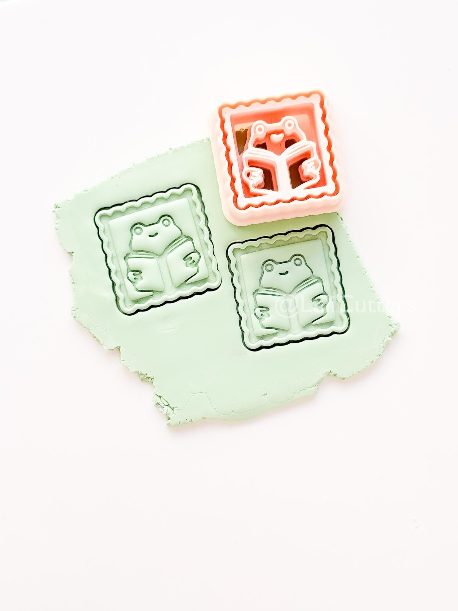 Whimsy Reading Frog Cutter: Charming Bookworm Design for Polymer Clay