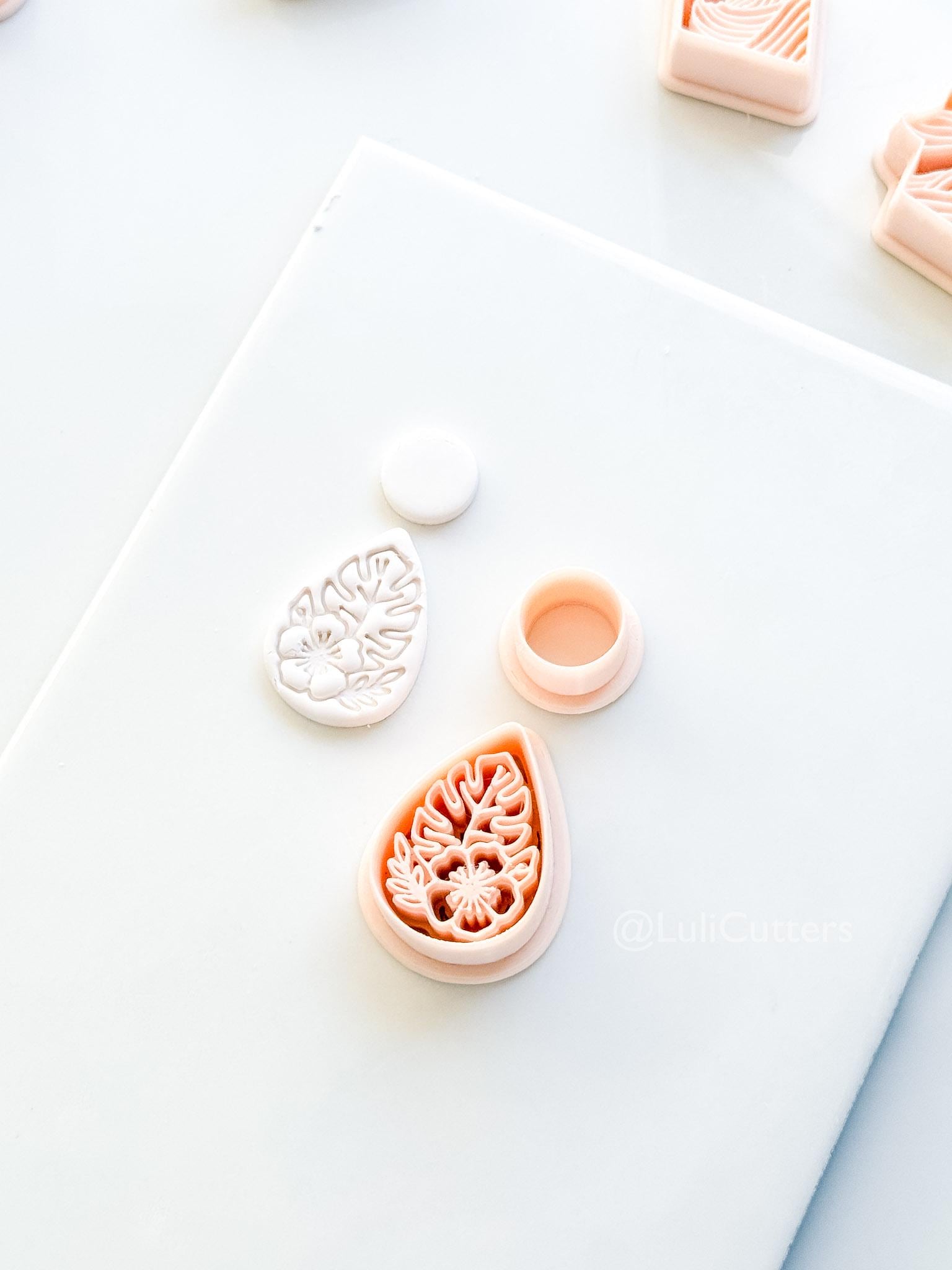 The Tropic Teardrop Cutter: Palm Leaf and Hibiscus Shape for Polymer Clay