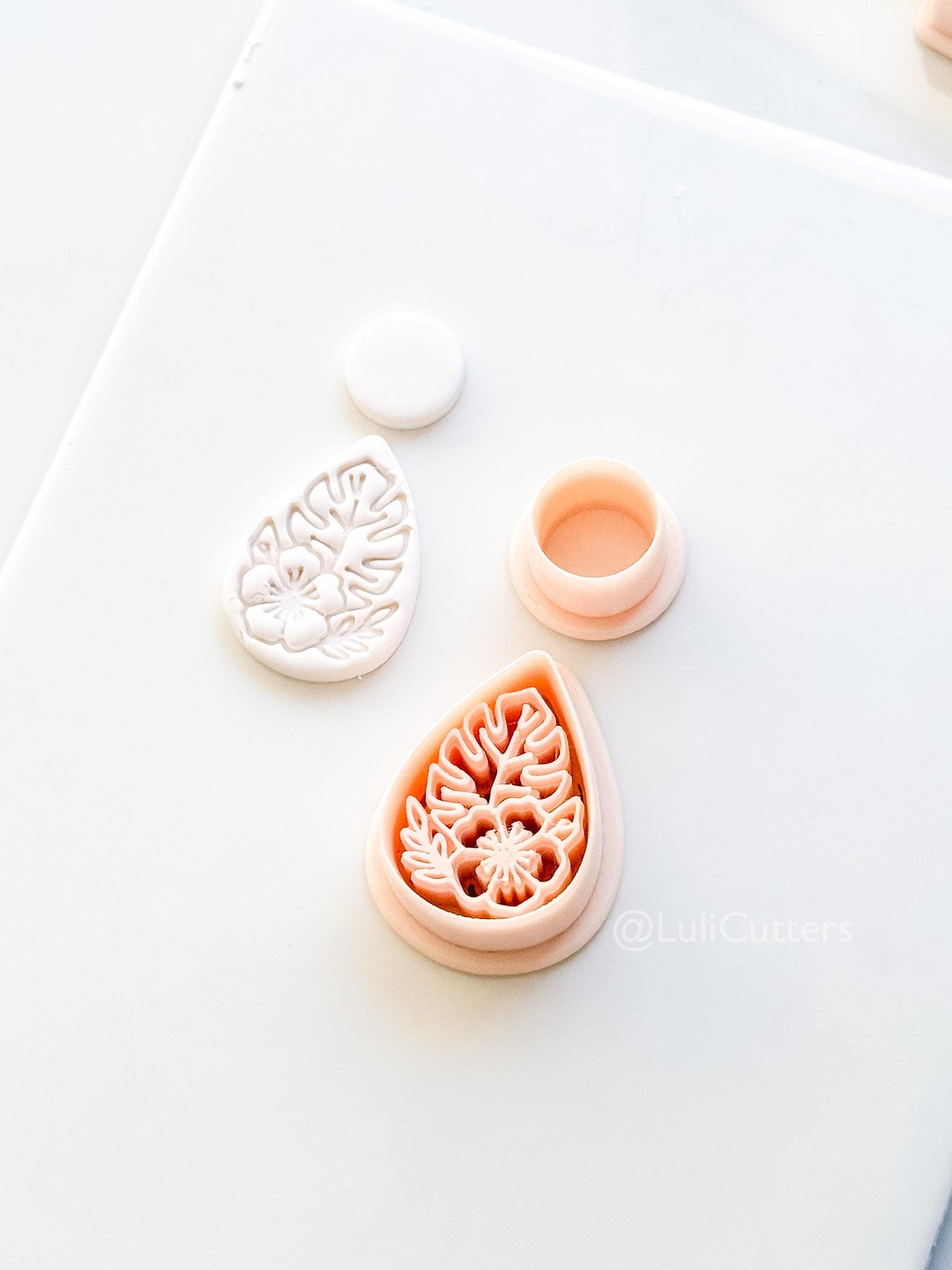 The Tropic Teardrop Cutter: Palm Leaf and Hibiscus Shape for Polymer Clay