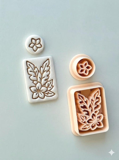 Plumeria Rectangle Set Cutter: Tropical Floral Frame Shape for Polymer Clay