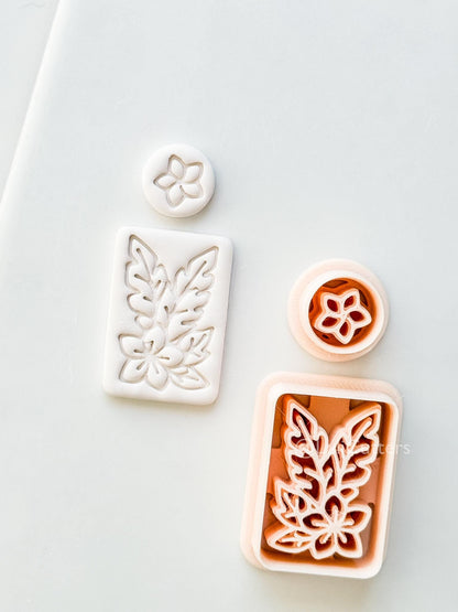 Plumeria Rectangle Set Cutter: Tropical Floral Frame Shape for Polymer Clay