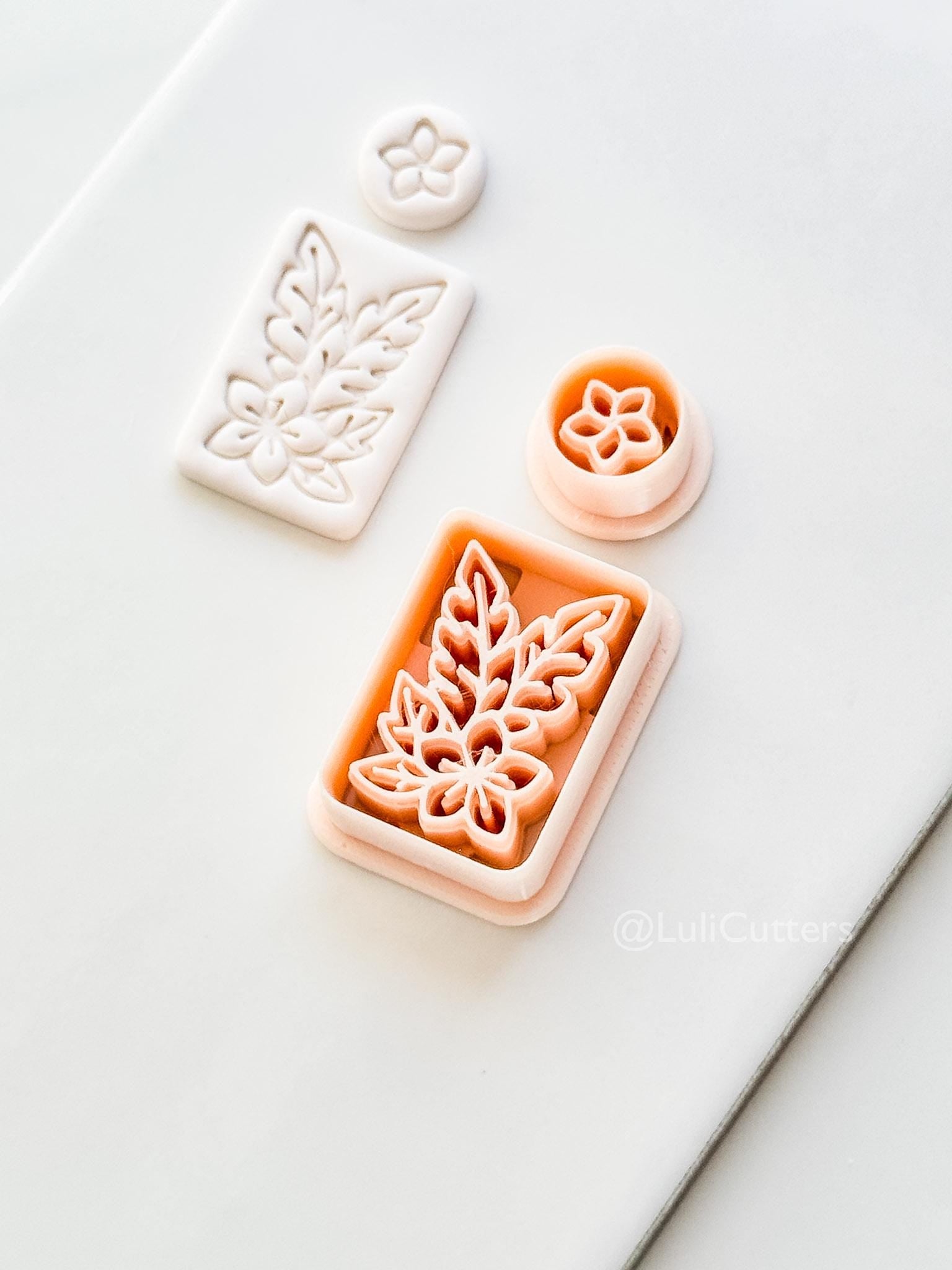 Plumeria Rectangle Set Cutter: Tropical Floral Frame Shape for Polymer Clay