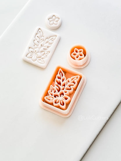 Plumeria Rectangle Set Cutter: Tropical Floral Frame Shape for Polymer Clay