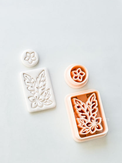 Plumeria Rectangle Set Cutter: Tropical Floral Frame Shape for Polymer Clay
