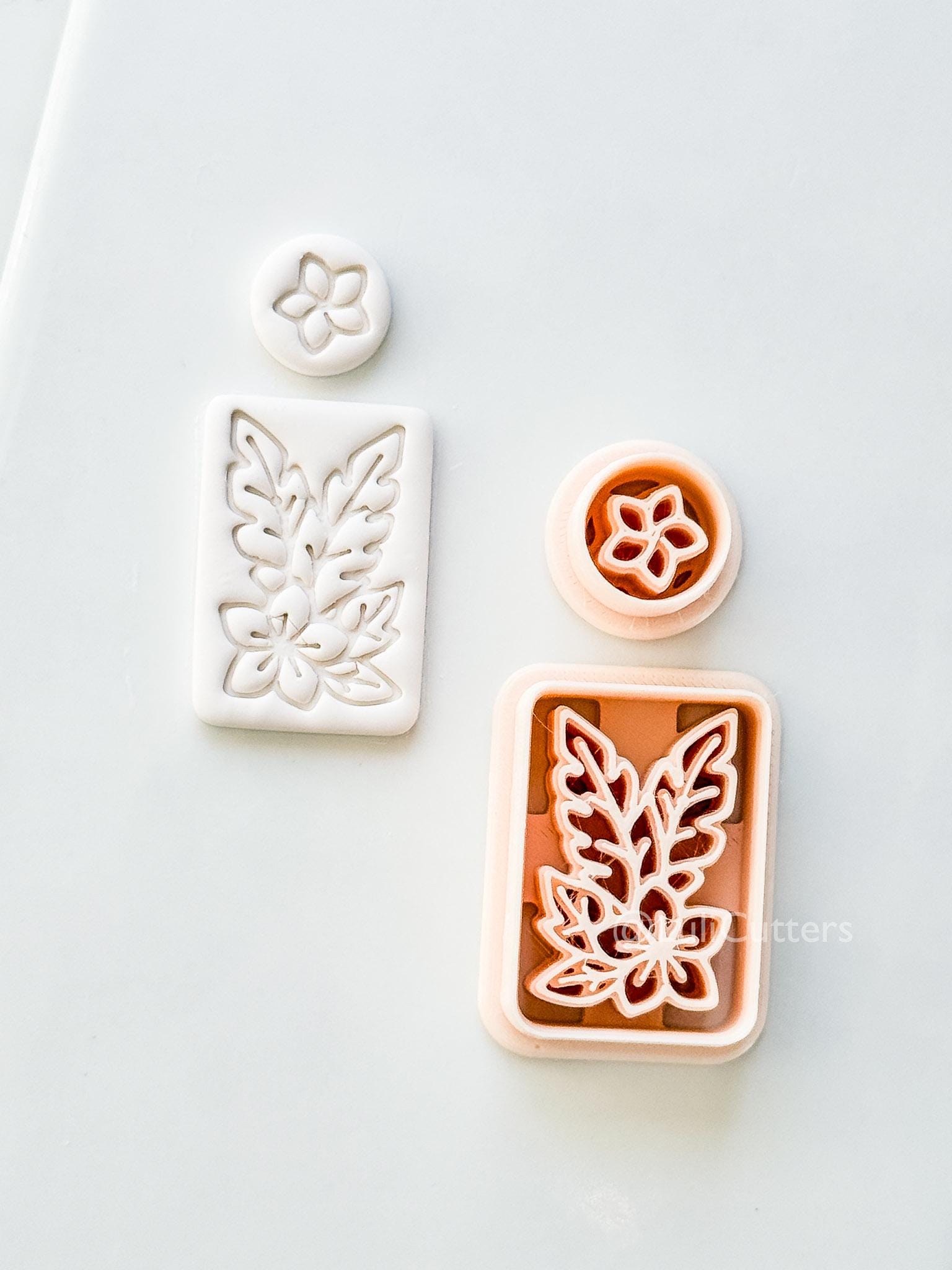 Plumeria Rectangle Set Cutter: Tropical Floral Frame Shape for Polymer Clay