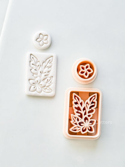 Plumeria Rectangle Set Cutter: Tropical Floral Frame Shape for Polymer Clay