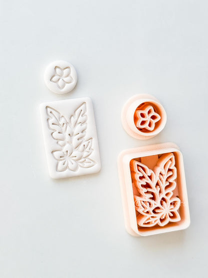 Plumeria Rectangle Set Cutter: Tropical Floral Frame Shape for Polymer Clay