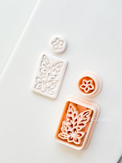 Plumeria Rectangle Set Cutter: Tropical Floral Frame Shape for Polymer Clay