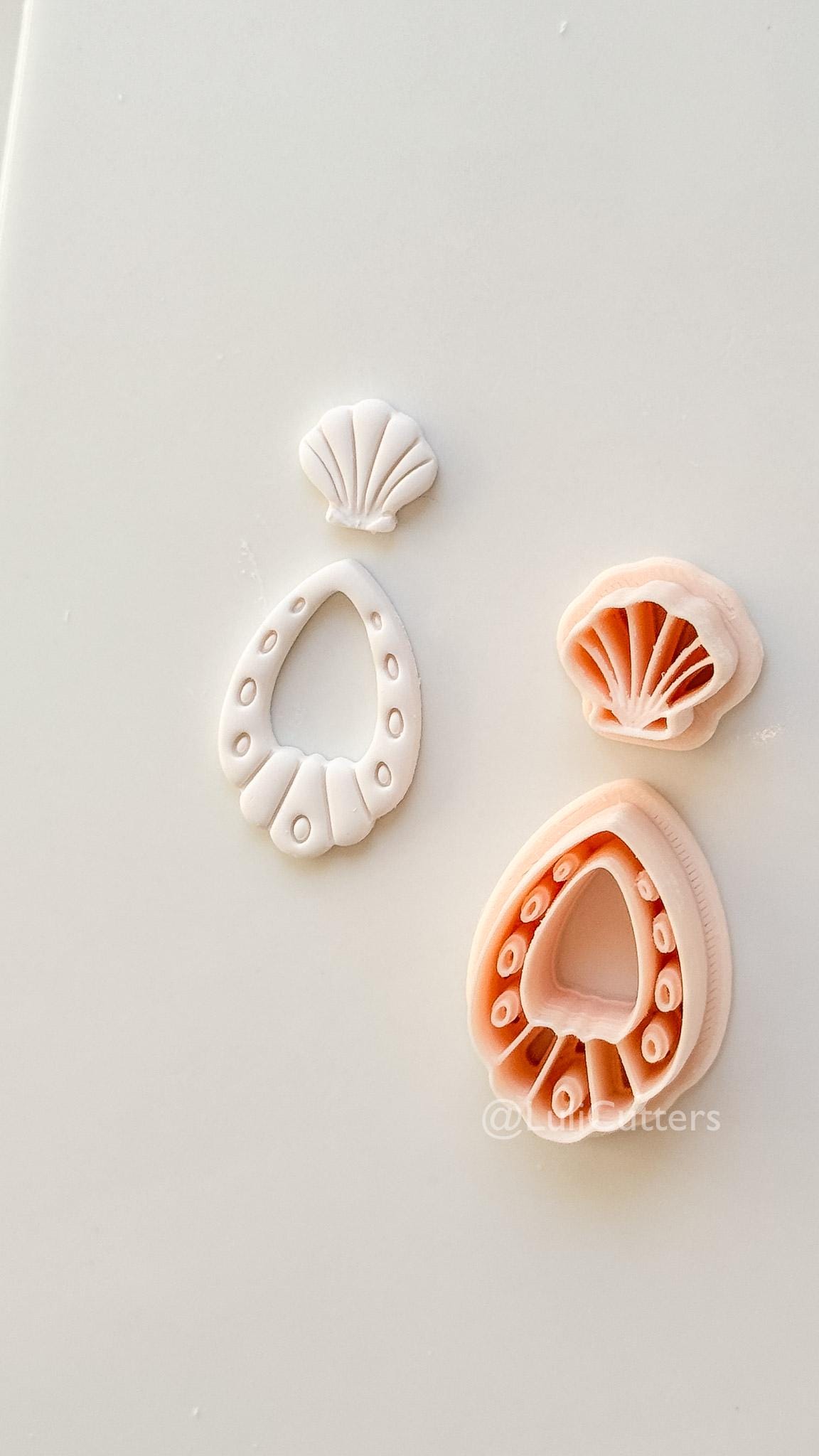 Shell Drop Cutter: Scallop Teardrop Dangle Shape for Polymer Clay
