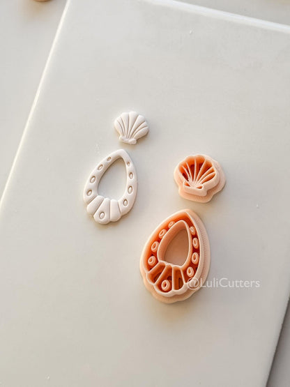 Shell Drop Cutter: Scallop Teardrop Dangle Shape for Polymer Clay