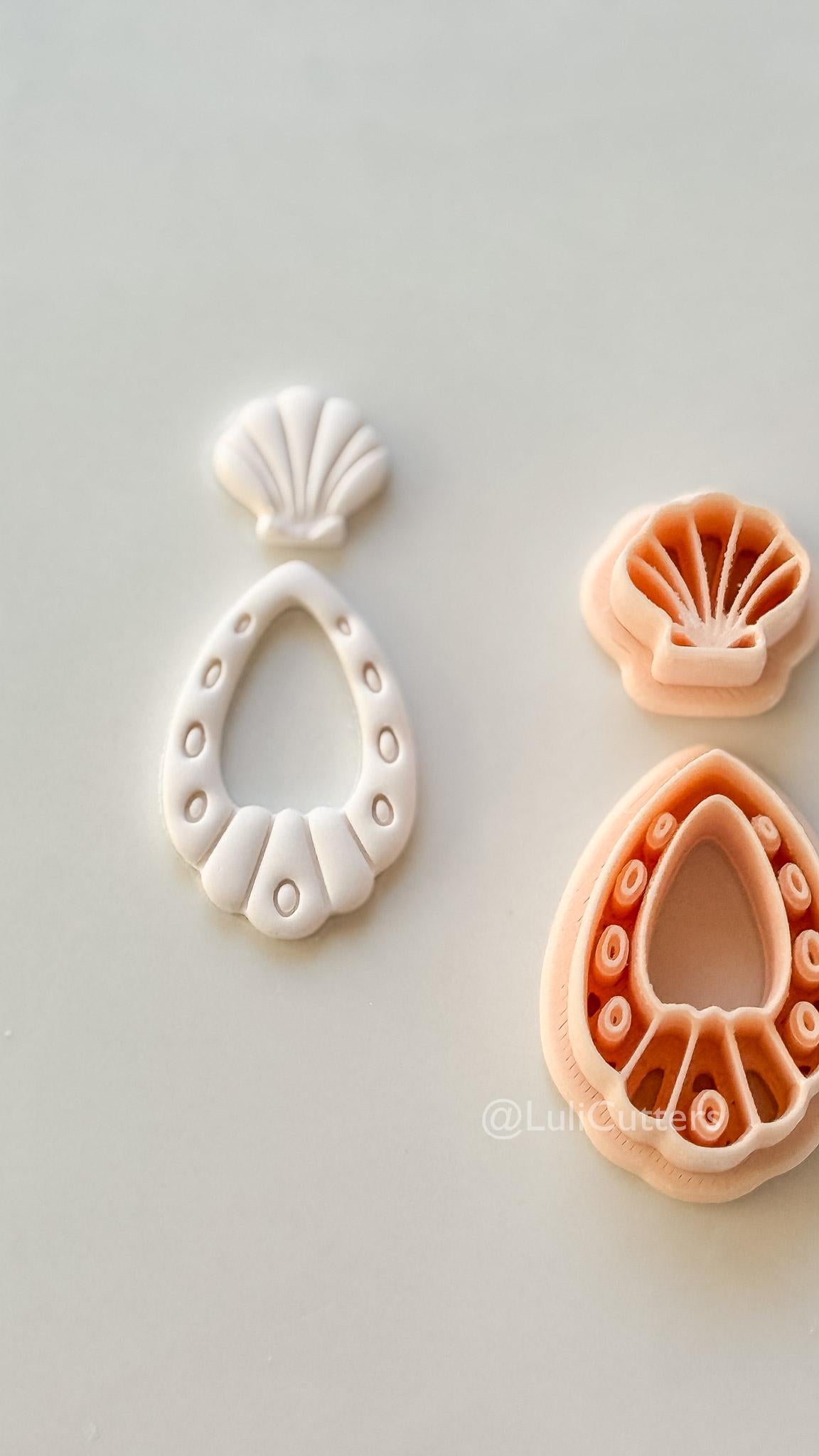 Shell Drop Cutter: Scallop Teardrop Dangle Shape for Polymer Clay