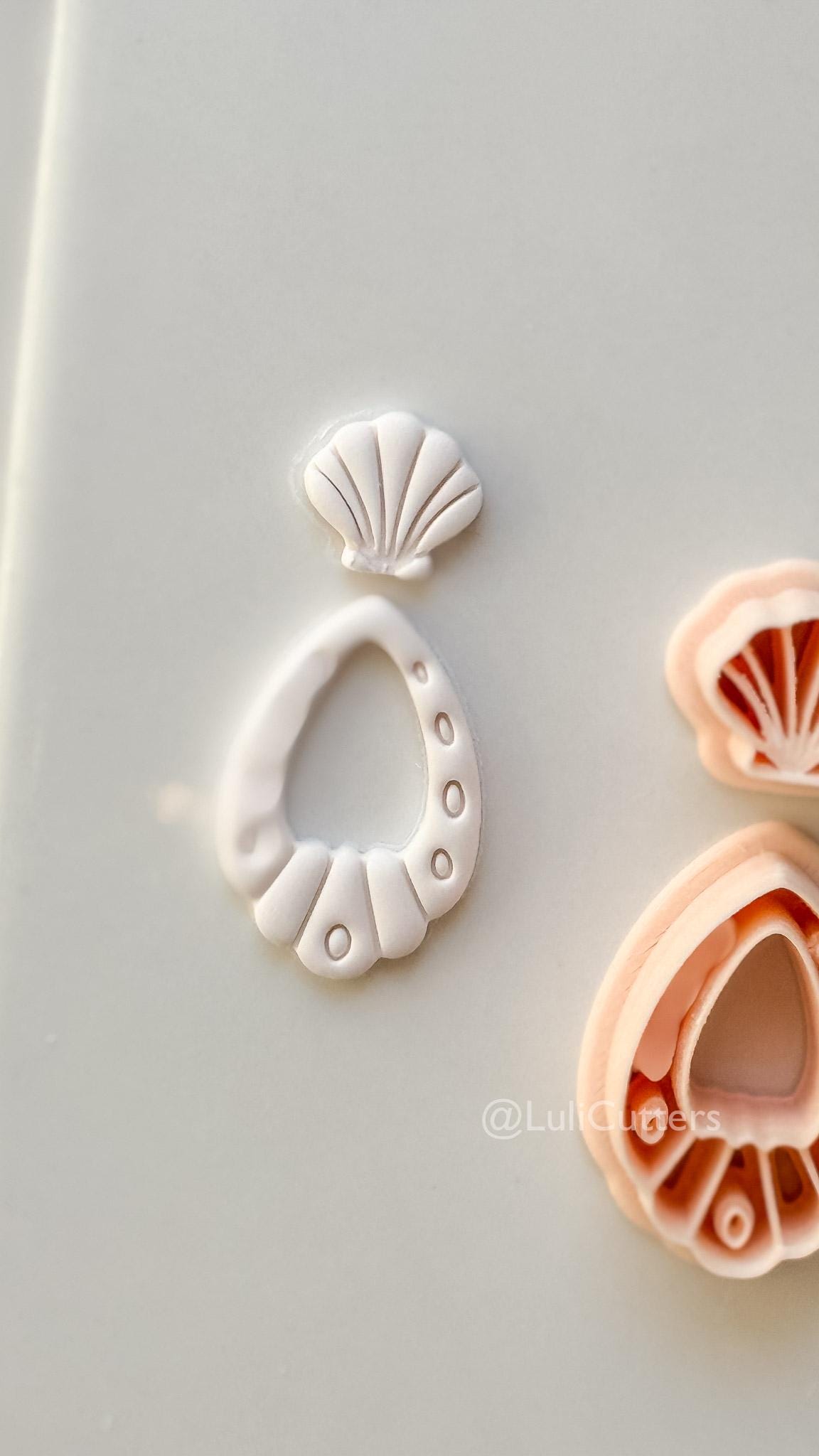 Shell Drop Cutter: Scallop Teardrop Dangle Shape for Polymer Clay