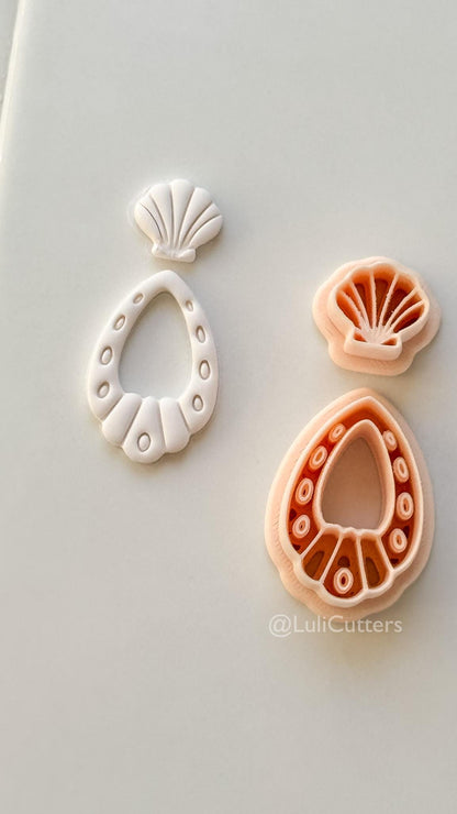 Shell Drop Cutter: Scallop Teardrop Dangle Shape for Polymer Clay