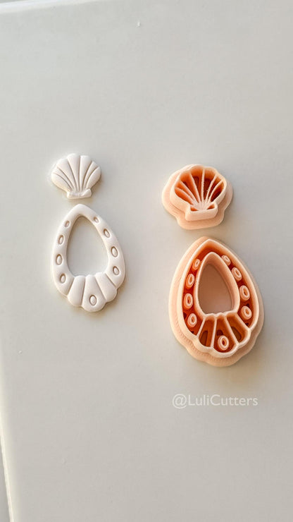 Shell Drop Cutter: Scallop Teardrop Dangle Shape for Polymer Clay