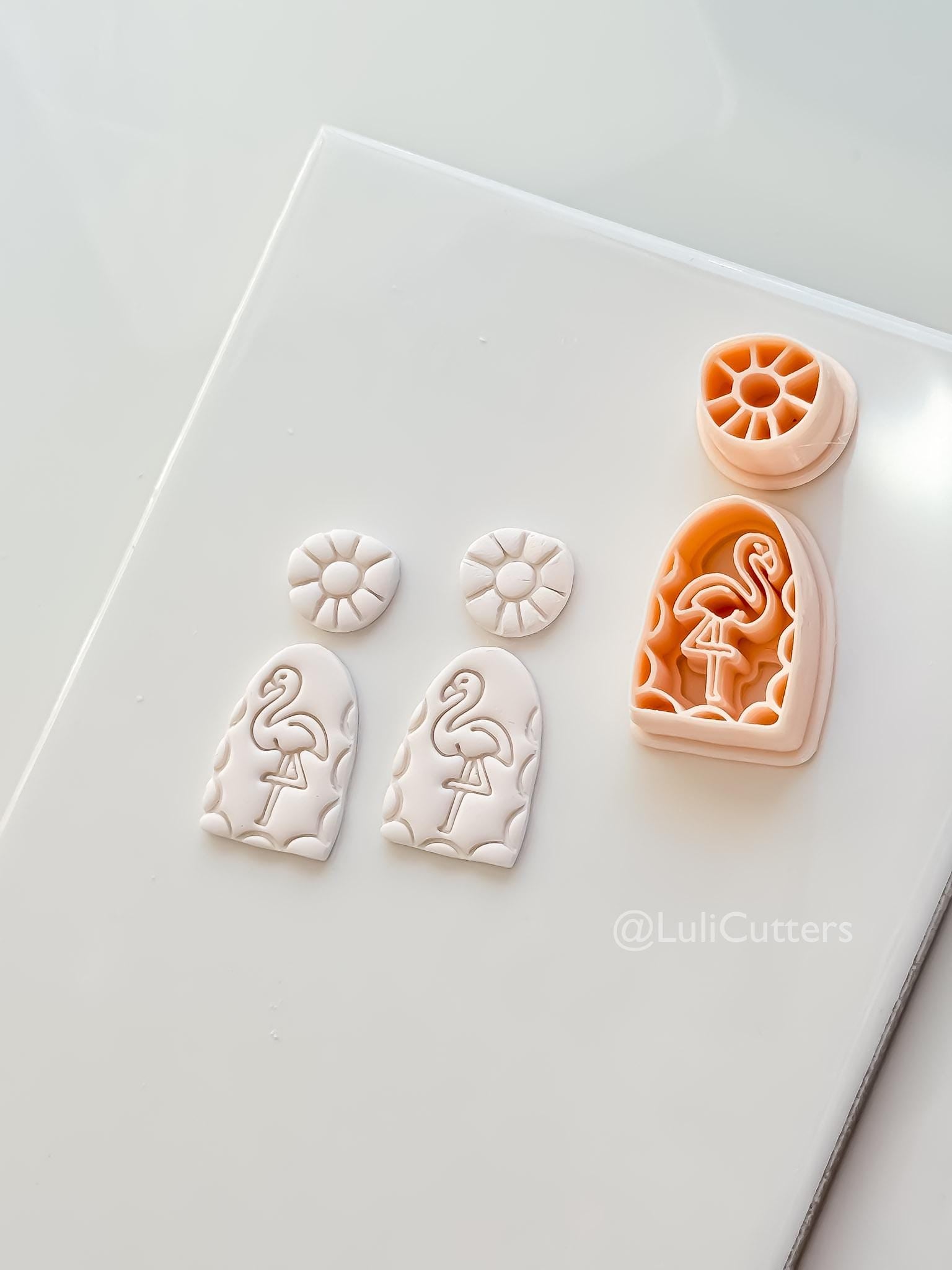 Flamingo Arch Cutter Set: Geometric & Bird Shapes for Polymer Clay