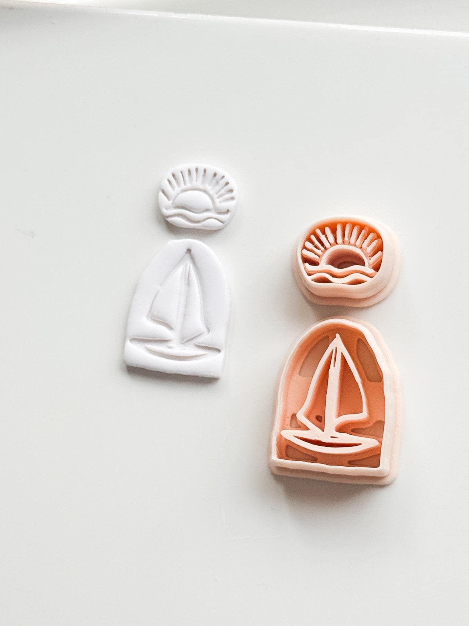 Sunset Boat Cutter: Sailboat on Ocean at Dusk Design for Polymer Clay