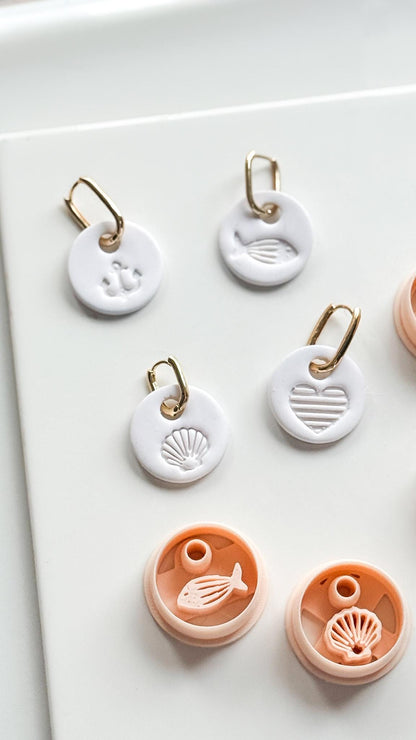 Coastal Interchangeable Cutters: Heart, Fish, Anchor, Shell Designs for Polymer Clay