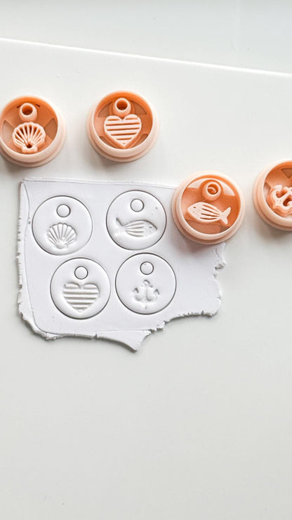 Coastal Interchangeable Cutters: Heart, Fish, Anchor, Shell Designs for Polymer Clay