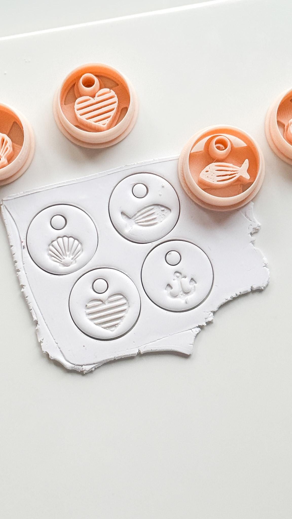 Coastal Interchangeable Cutters: Heart, Fish, Anchor, Shell Designs for Polymer Clay