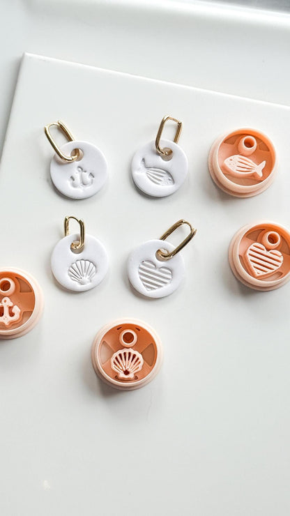 Coastal Interchangeable Cutters: Heart, Fish, Anchor, Shell Designs for Polymer Clay