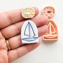 Sunset Boat Cutter: Sailboat on Ocean at Dusk Design for Polymer Clay
