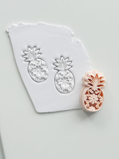 Floral Pineapple Cutter: Intricate Flower & Scroll Design for Polymer Clay