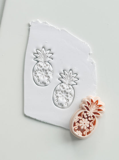 Floral Pineapple Cutter: Intricate Flower & Scroll Design for Polymer Clay