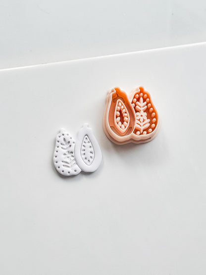 Blossom Papaya Cutter: Tropical Fruit Design for Polymer Clay