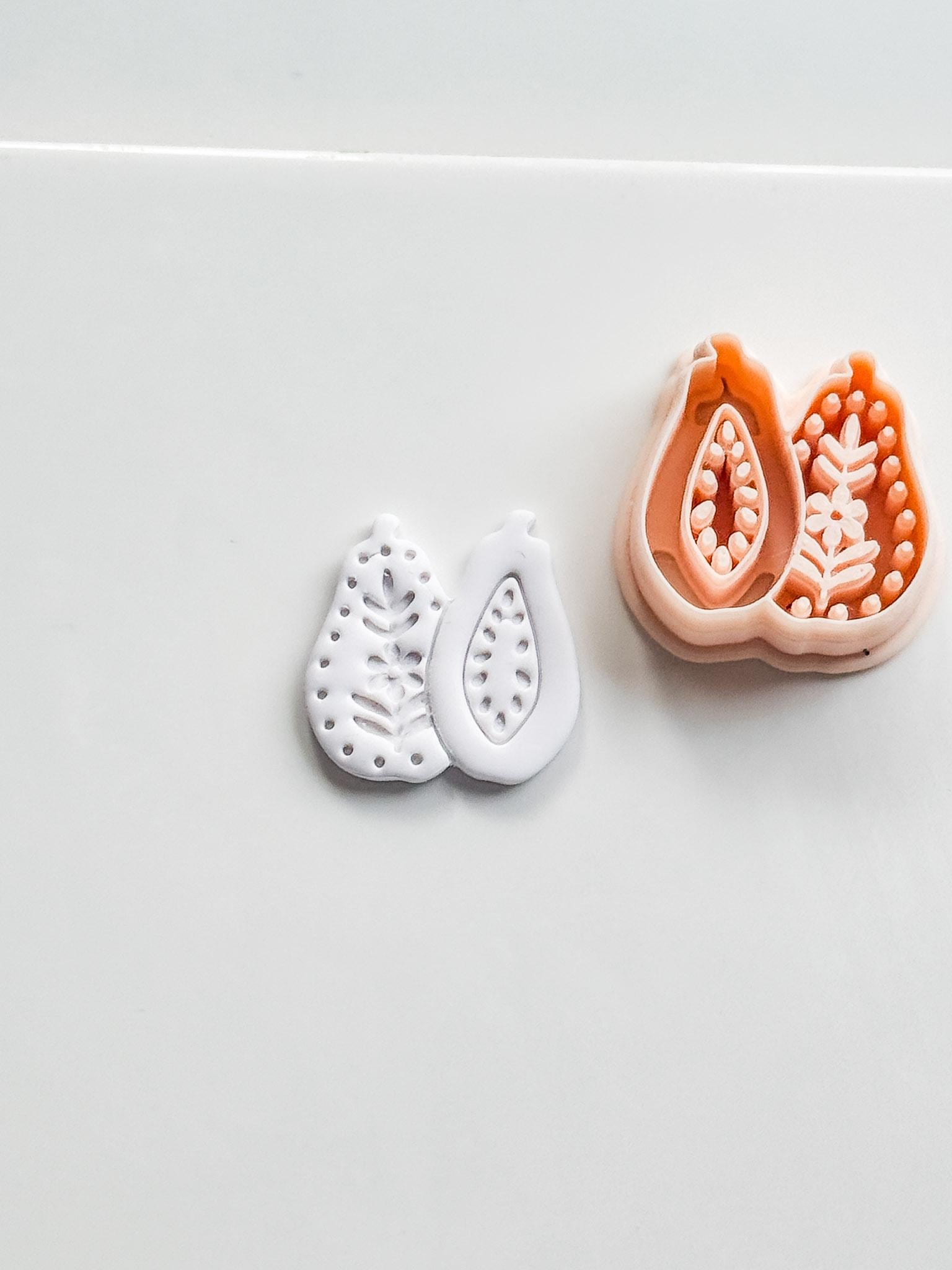 Blossom Papaya Cutter: Tropical Fruit Design for Polymer Clay