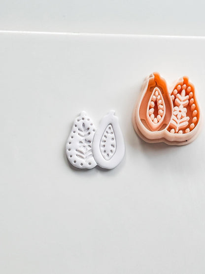 Blossom Papaya Cutter: Tropical Fruit Design for Polymer Clay