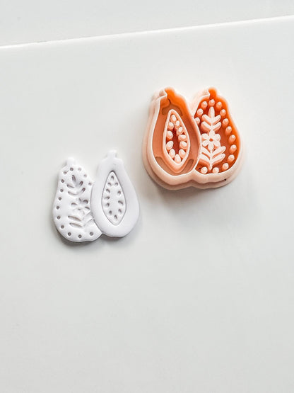 Blossom Papaya Cutter: Tropical Fruit Design for Polymer Clay