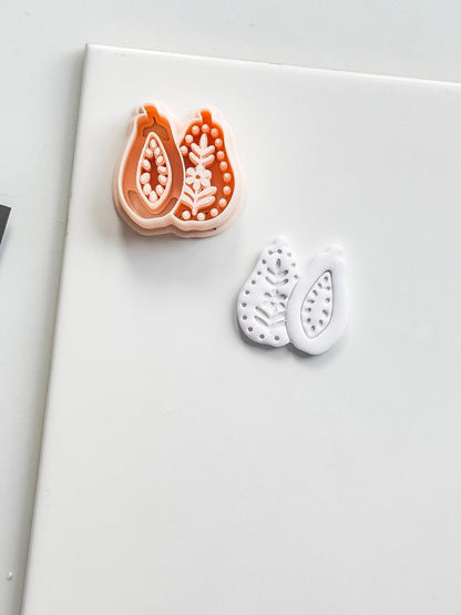 Blossom Papaya Cutter: Tropical Fruit Design for Polymer Clay