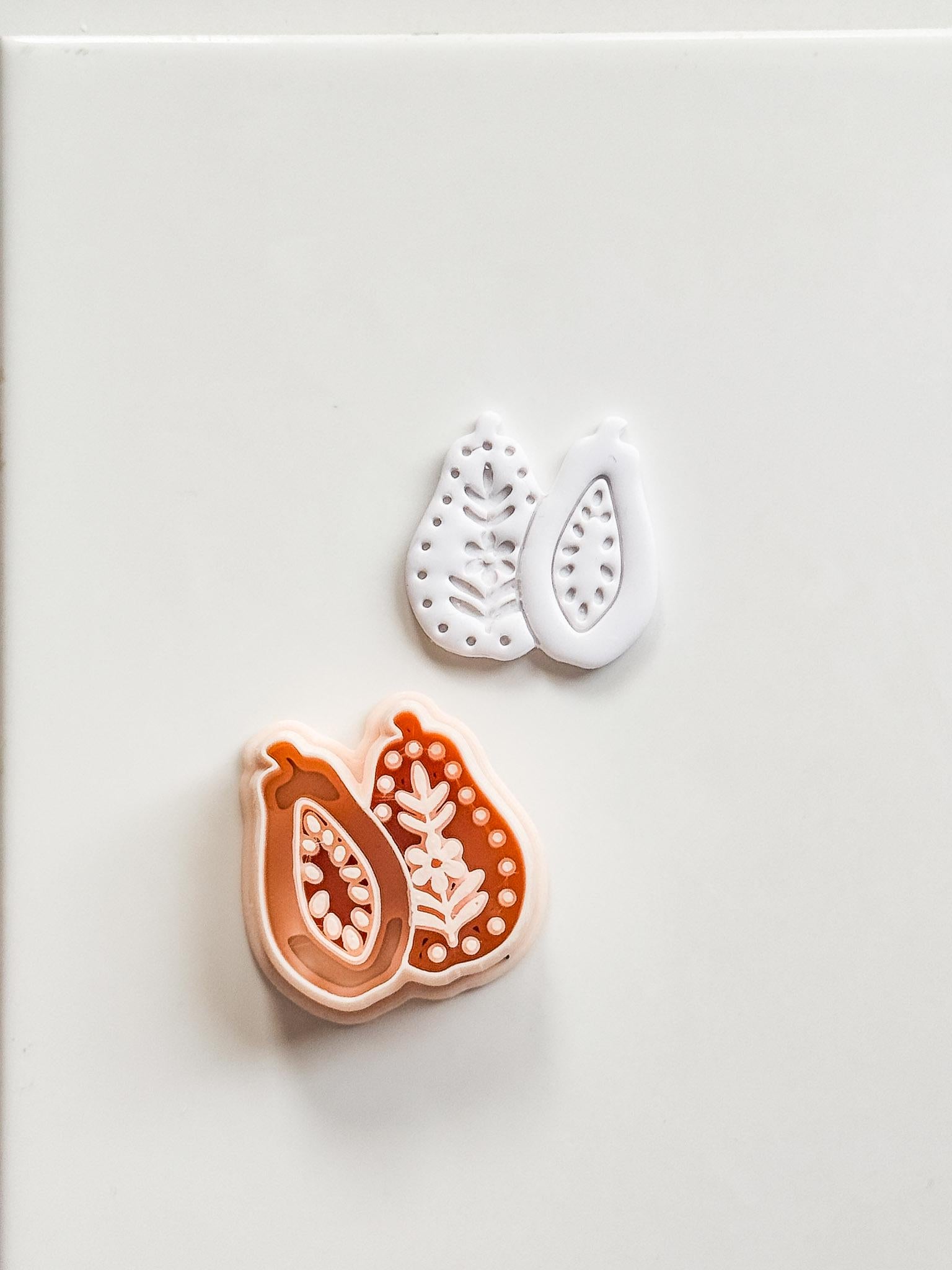 Blossom Papaya Cutter: Tropical Fruit Design for Polymer Clay