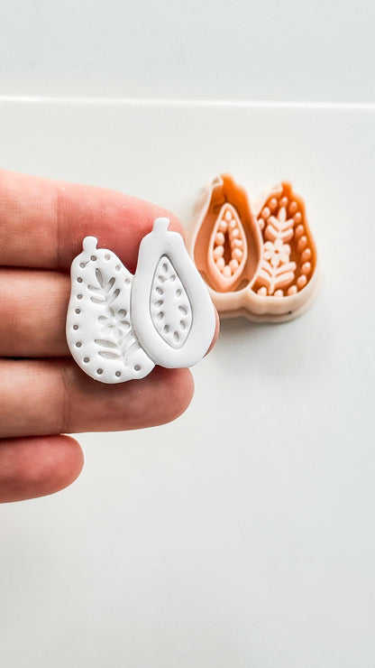 Blossom Papaya Cutter: Tropical Fruit Design for Polymer Clay