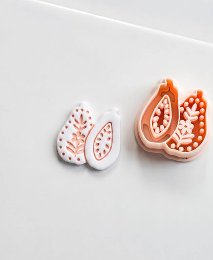 Blossom Papaya Cutter: Tropical Fruit Design for Polymer Clay