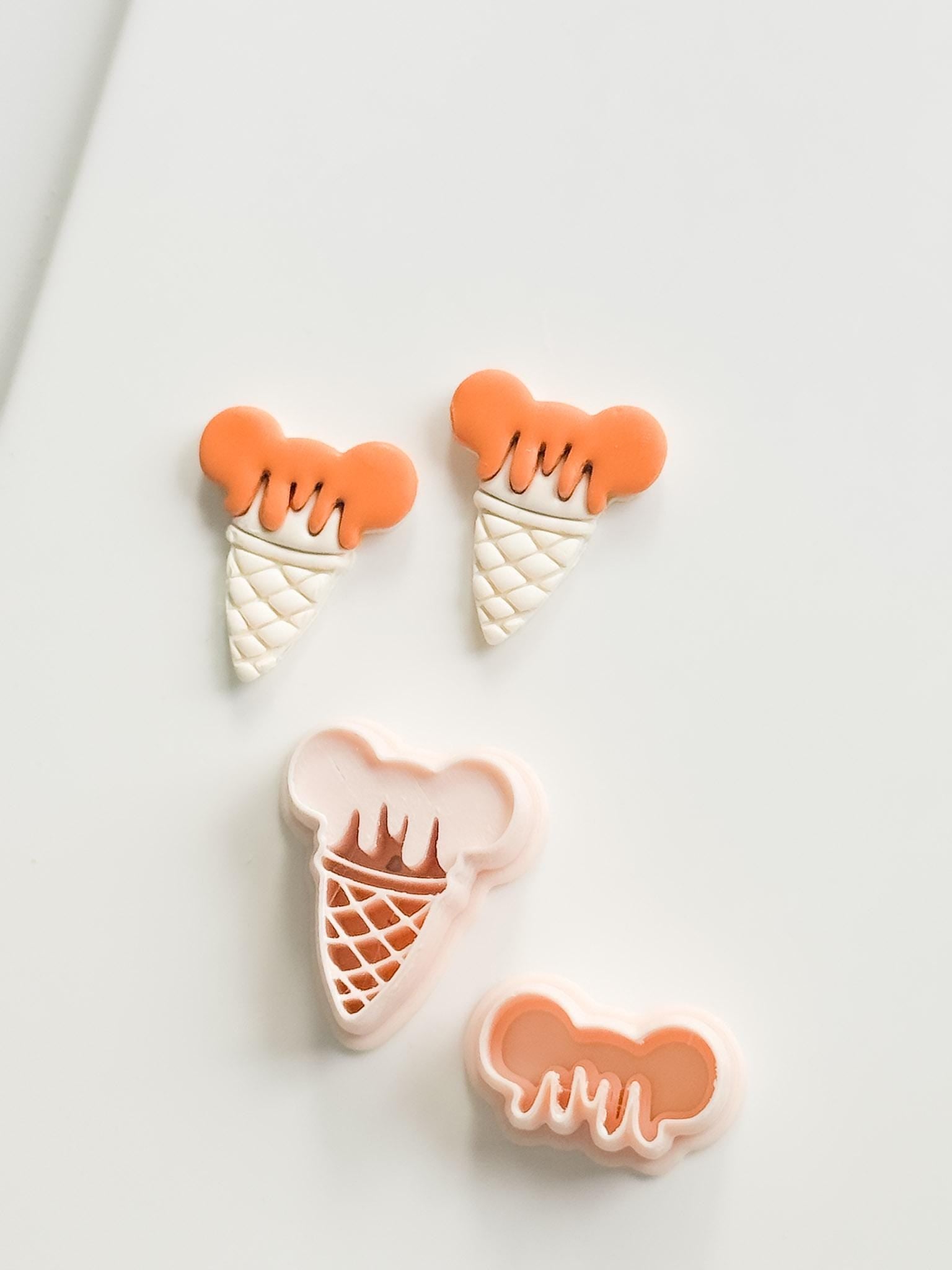 Mouse Ice Cream Cutter: Whimsical Cone with Dripping Scoop for Polymer Clay