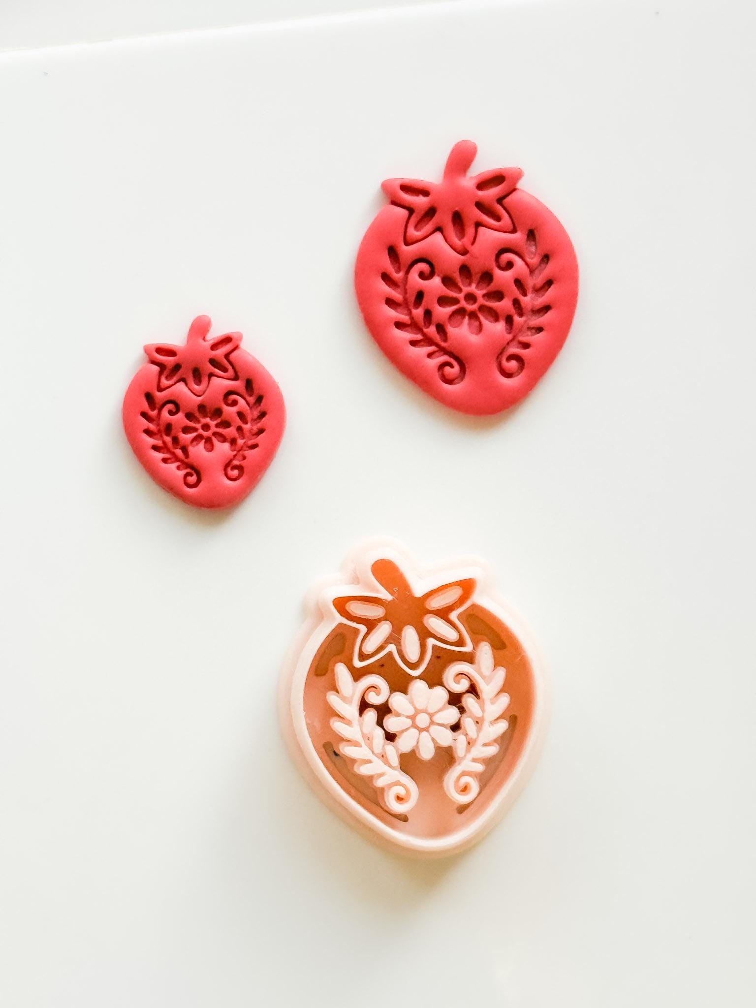 Floral Strawberry Cutter for Polymer Clay Earrings