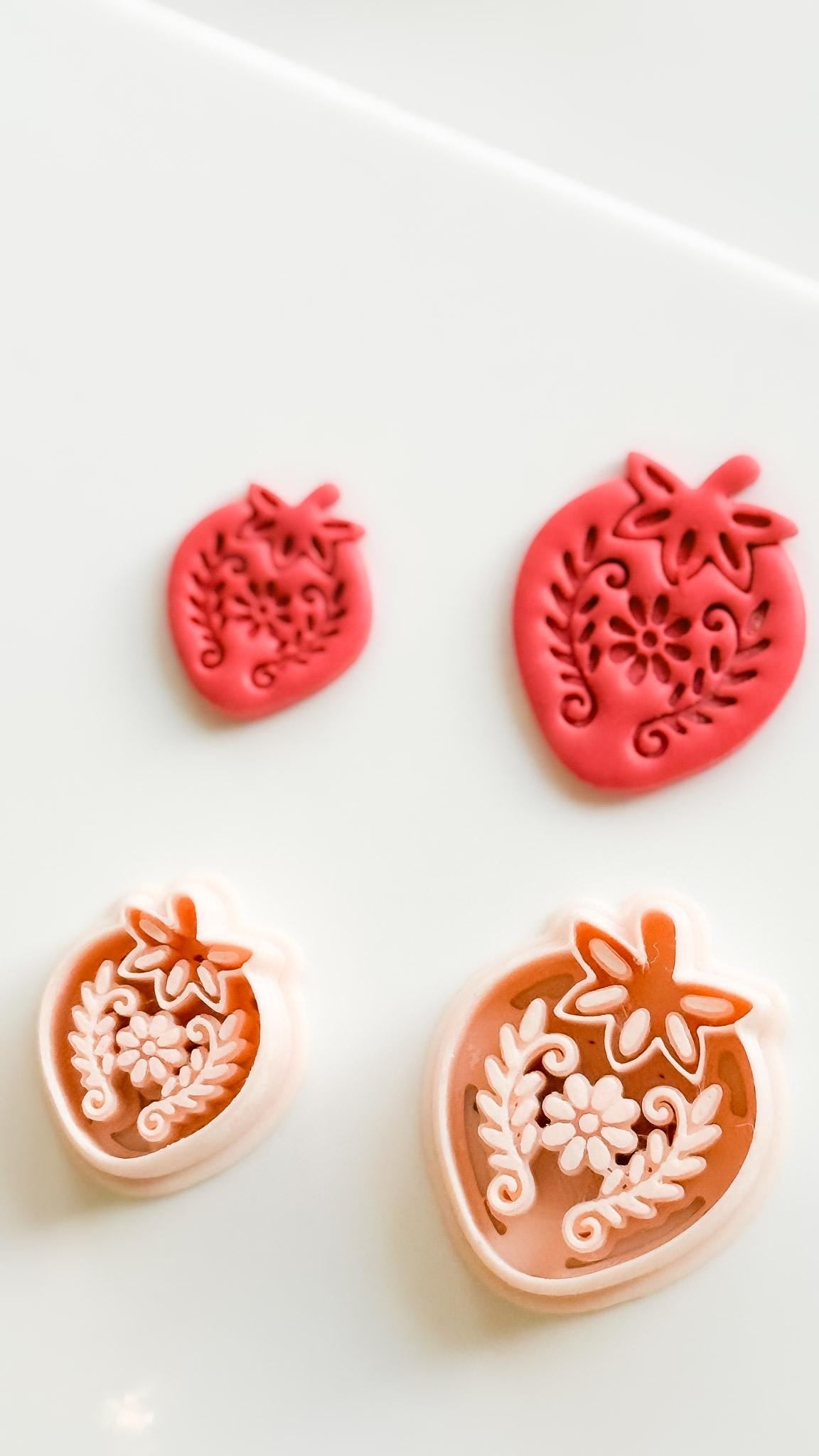 Floral Strawberry Cutter for Polymer Clay Earrings