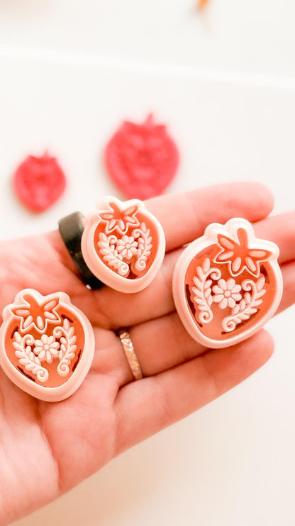 Floral Strawberry Cutter for Polymer Clay Earrings