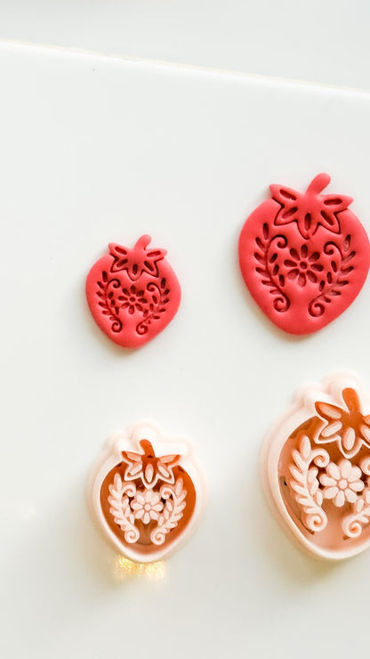 Floral Strawberry Cutter for Polymer Clay Earrings